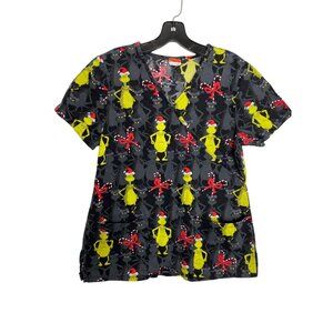 DR. SEUSS GRINCH WOMEN'S CHRISTMAS HOLIDAY SCRUB TOP SZ S